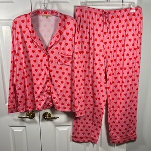 My Danielle Valentine Stretchy Heart Pajamas Set XL Red Pink
